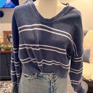 Aerie Navy and White Striped Sweater